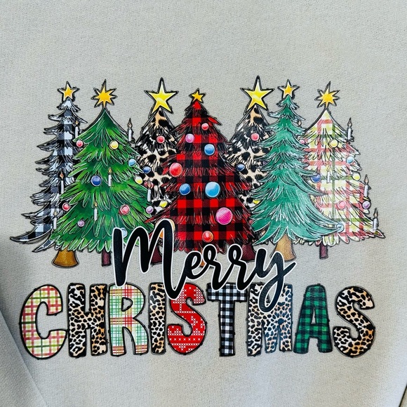 NEW Adult Small Merry Christmas Graphic Sweater - Sand - Picture 2 of 2
